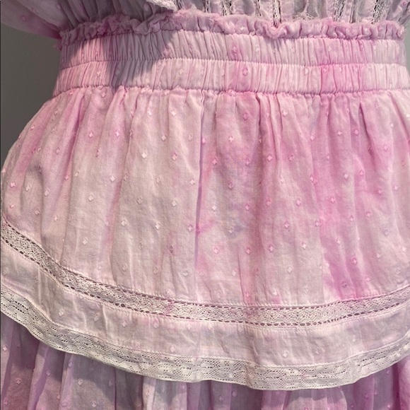 LoveShackFancy Dress Natasha Mini Tie Dye Ruffled Swiss Dot Lace Extra Large - Picture 5 of 16